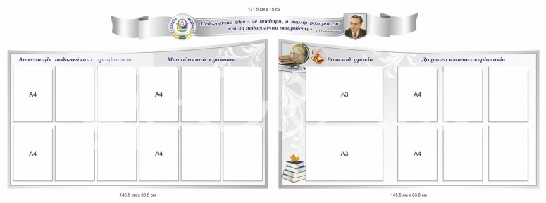 Композиція стендів для методичного кабінету з висловлюванням В. Сухомлинського