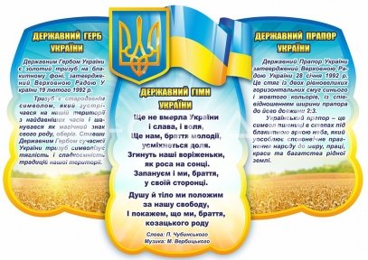Стенд «Державні символи України» у вигляді хмаринки